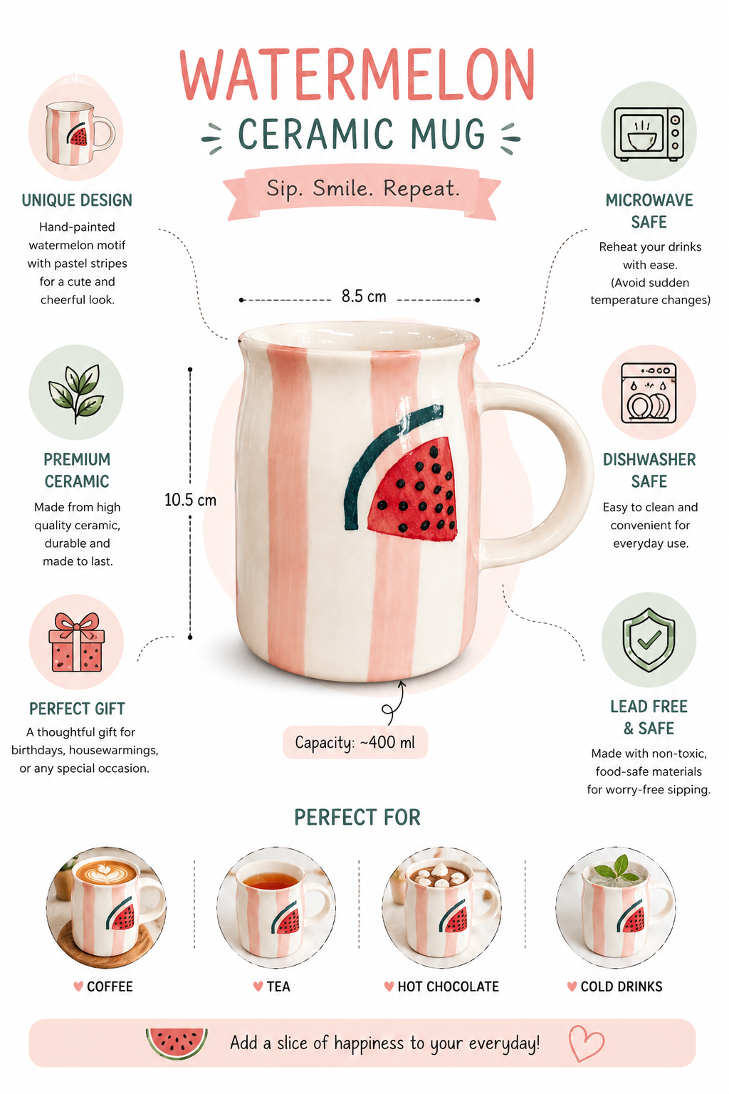 Watermelon Stripe Ceramic Mug