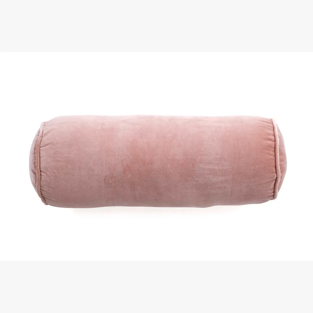 Velvet  Handmade Bolster Pillow Pink - 18 x7 Inches