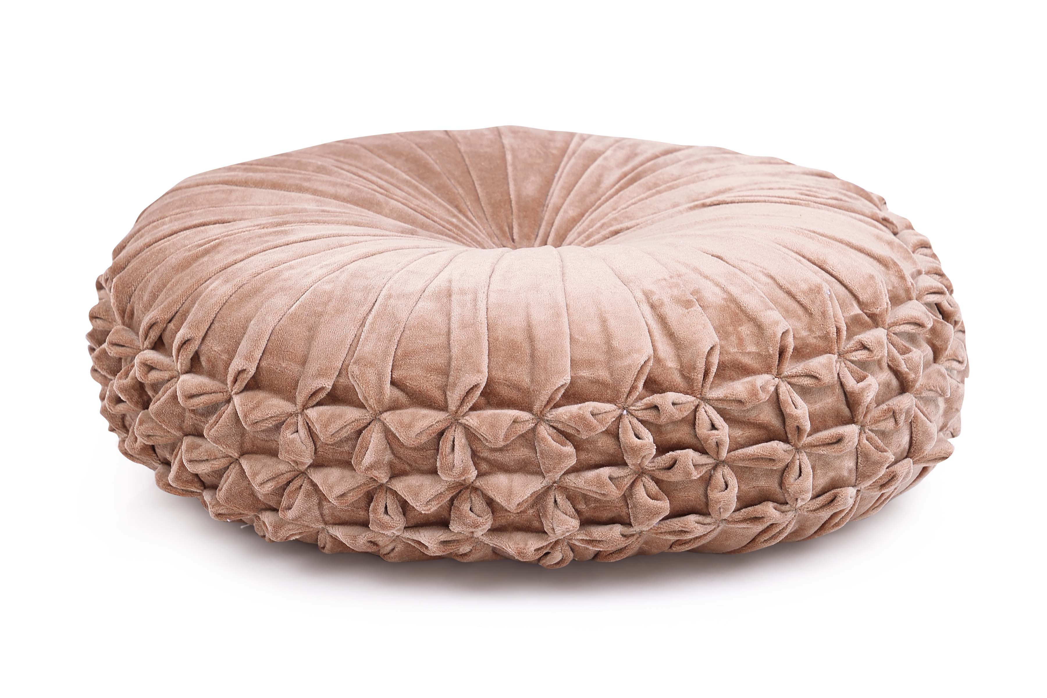 Velvet Round Handmade Pillow, Dusty Pink - 16 Inch