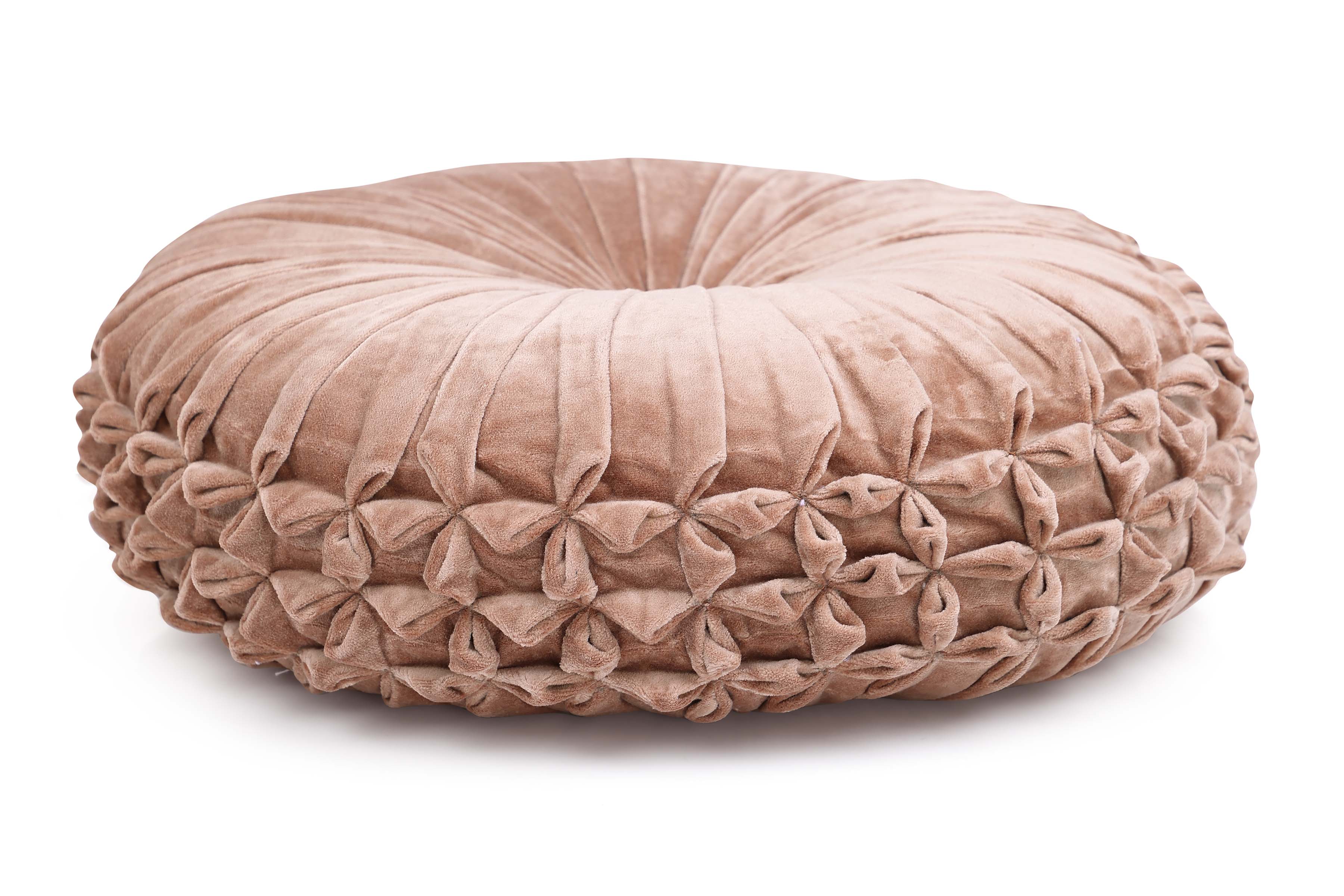 Velvet Round Handmade Pillow, Dusty Pink - 16 Inch