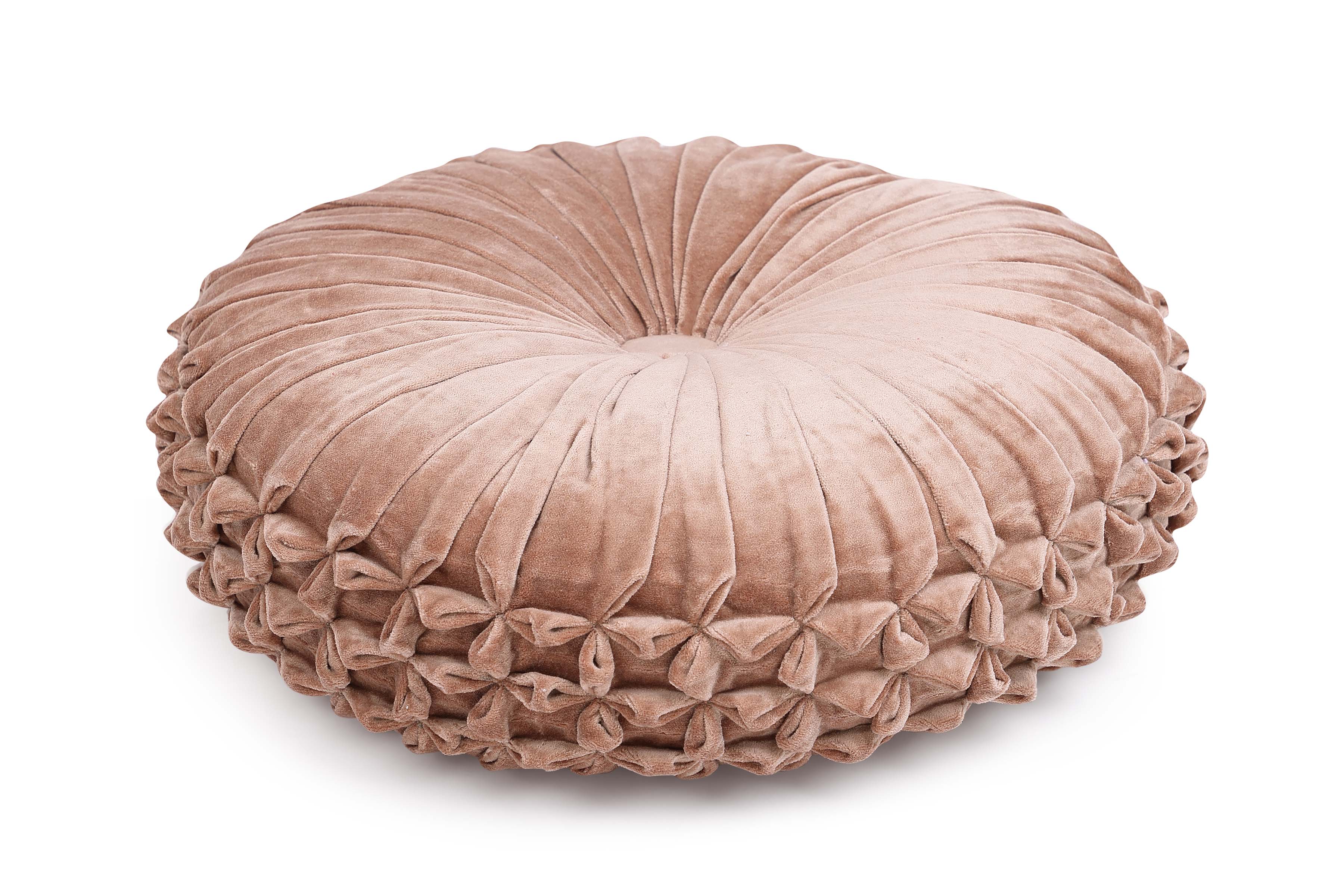 Velvet Round Handmade Pillow, Dusty Pink - 16 Inch