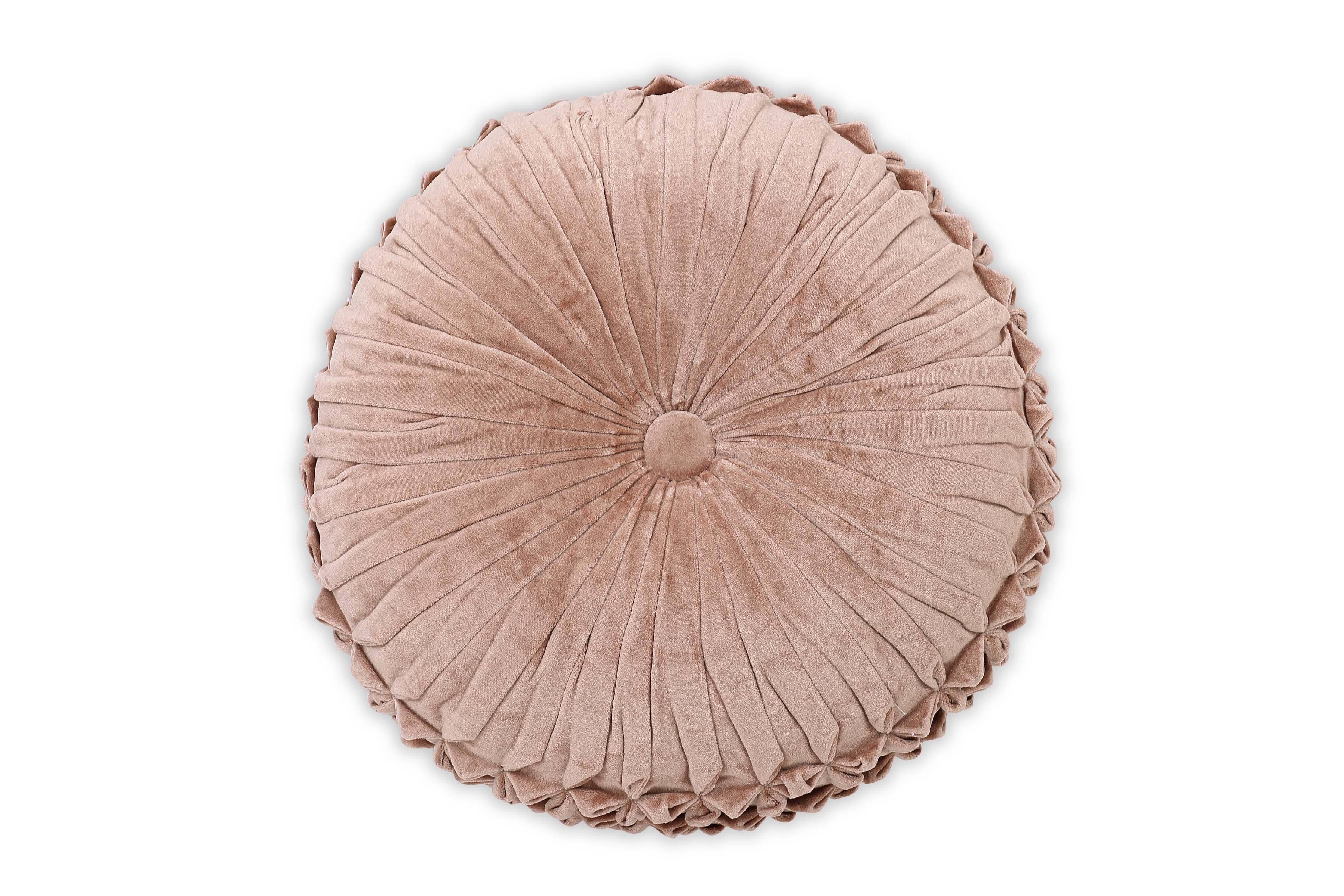Velvet Round Handmade Pillow, Dusty Pink - 16 Inch