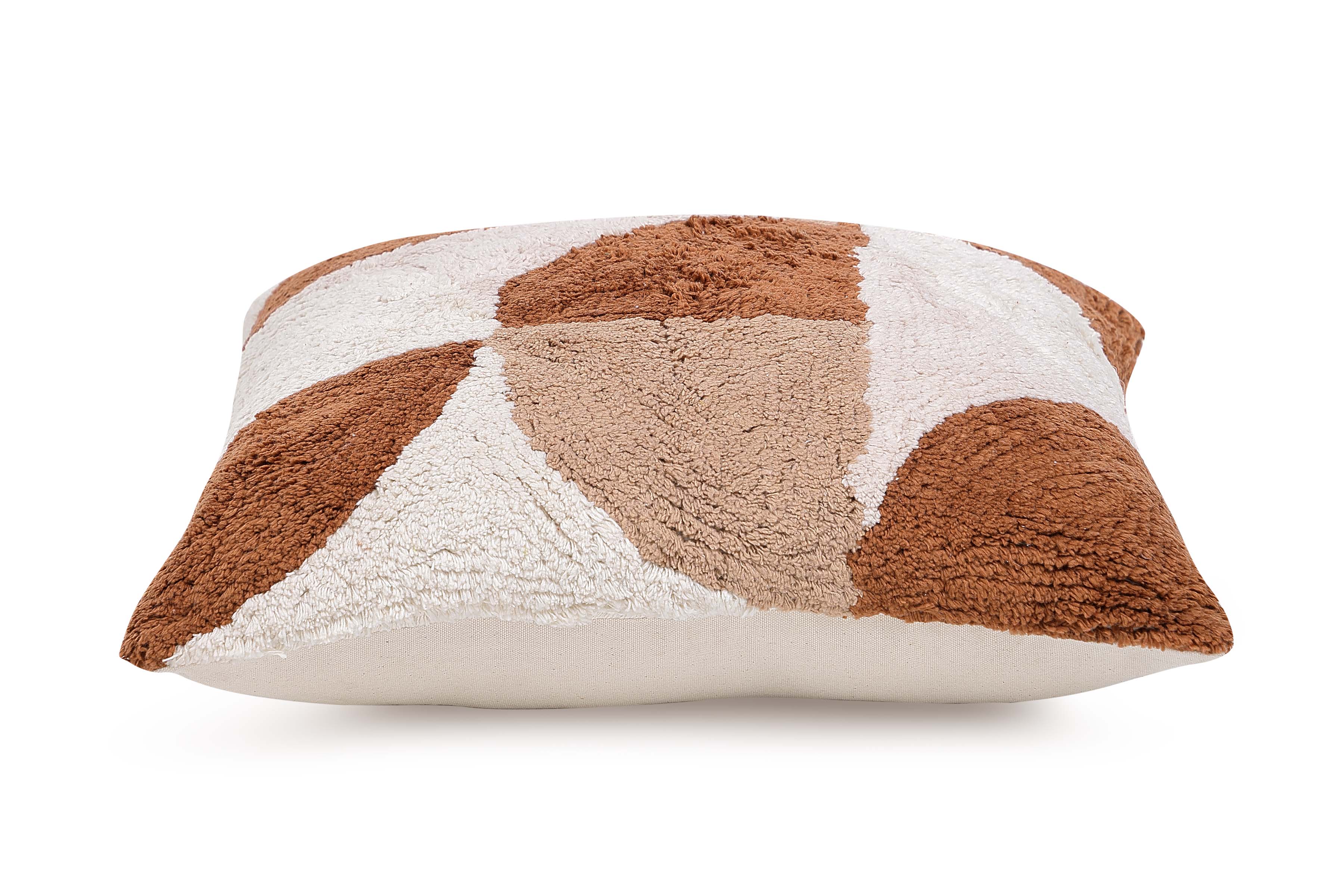 Rangoli Tufted Accent Pillow, Brown & Neutral- 18x18 Inch