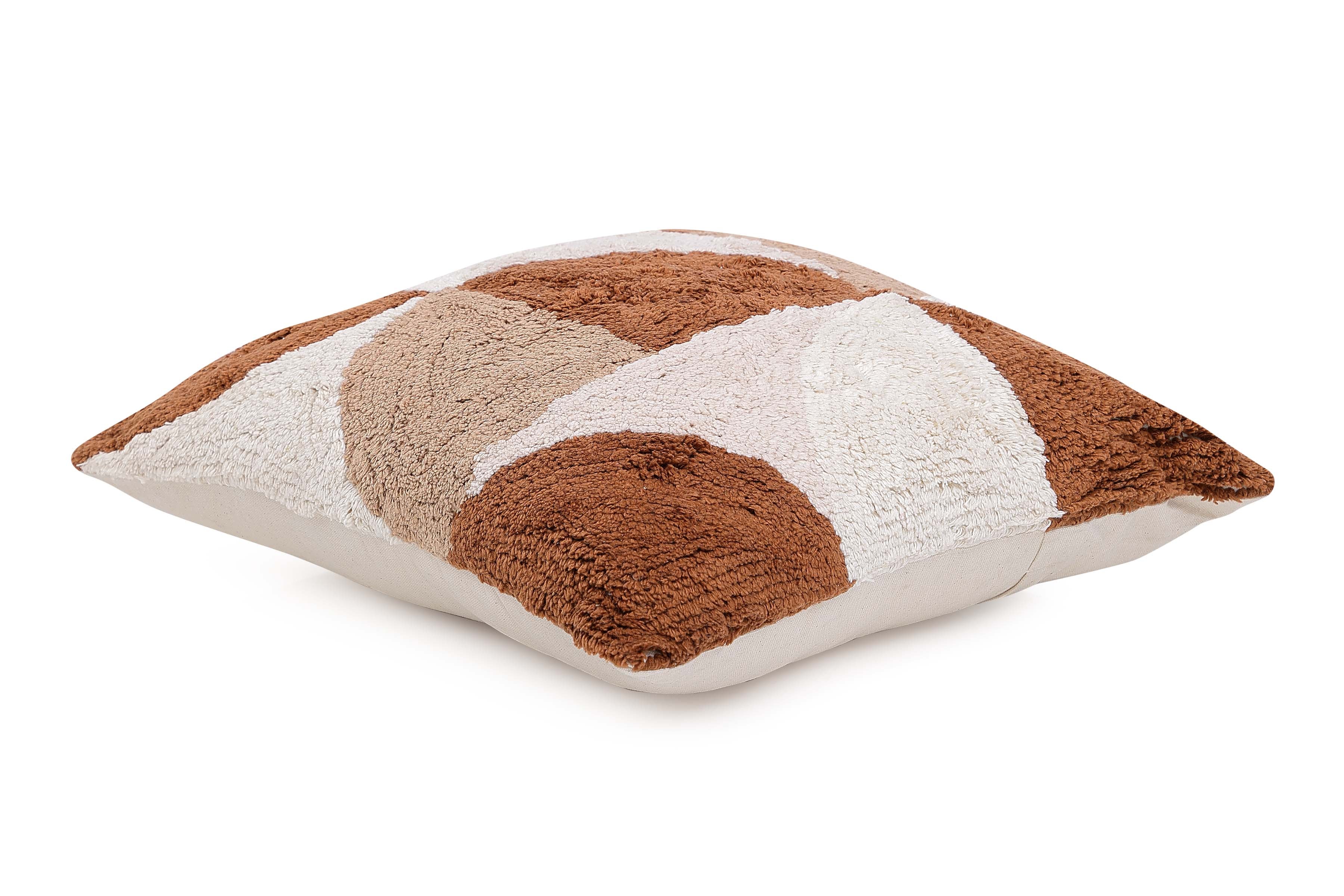 Rangoli Tufted Accent Pillow, Brown & Neutral- 18x18 Inch