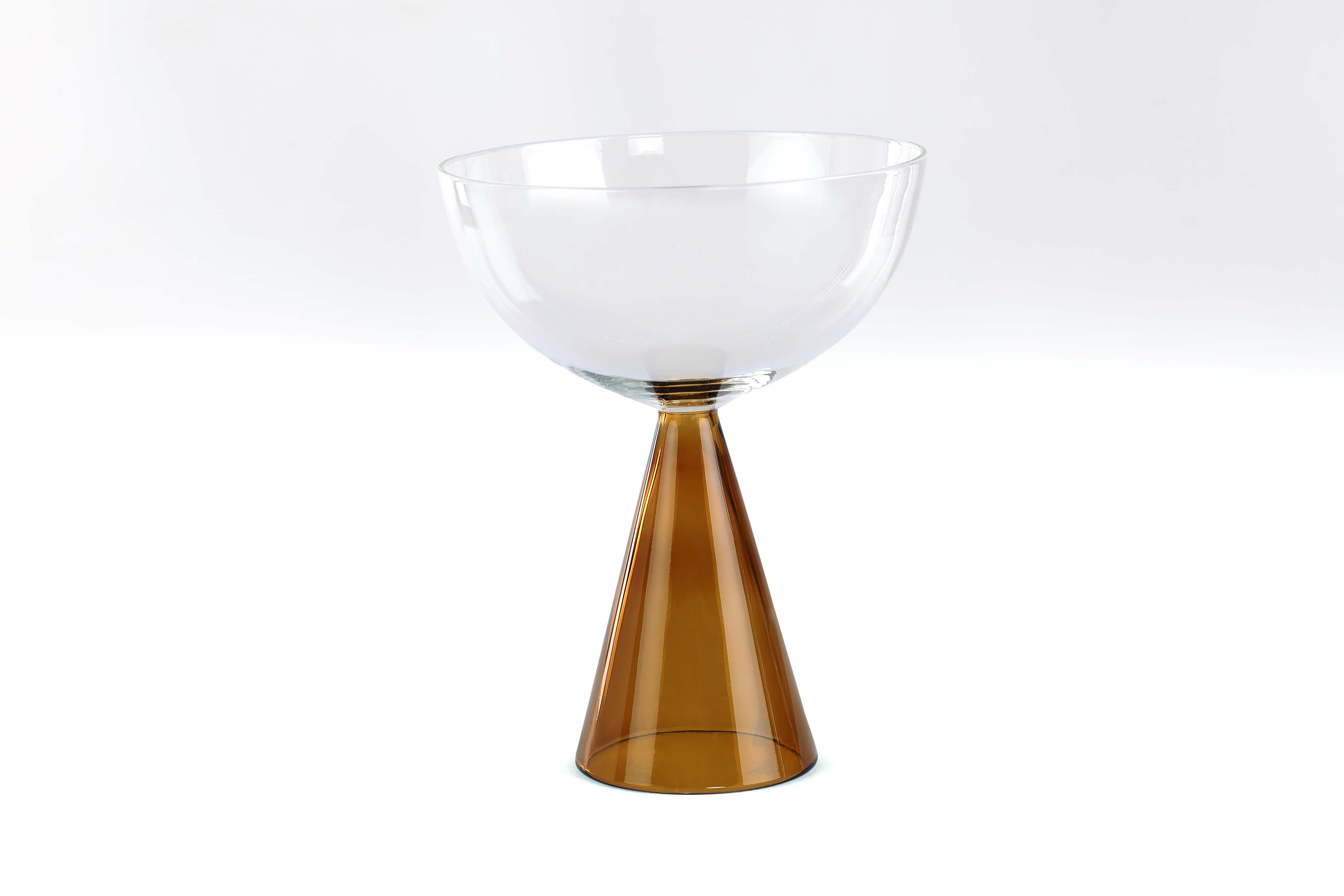 Colorful Handblown Drinkware Coupe, Amber- 5.24x4 Inches (SET OF 4)