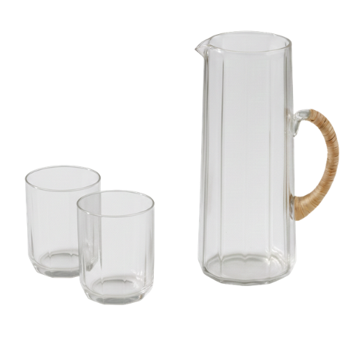 Hammered Glass Water Pitcher and Tumbler | Handcrafted Glass