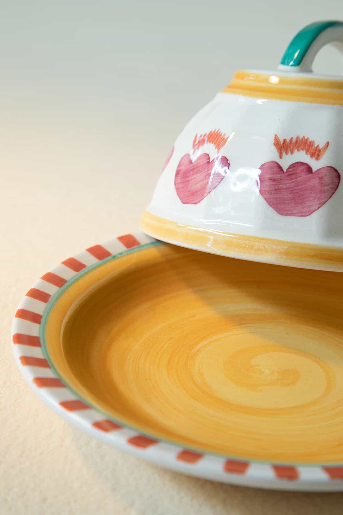 Rose Ceramic Butter Dish - 4.3x4.3x3 Inches