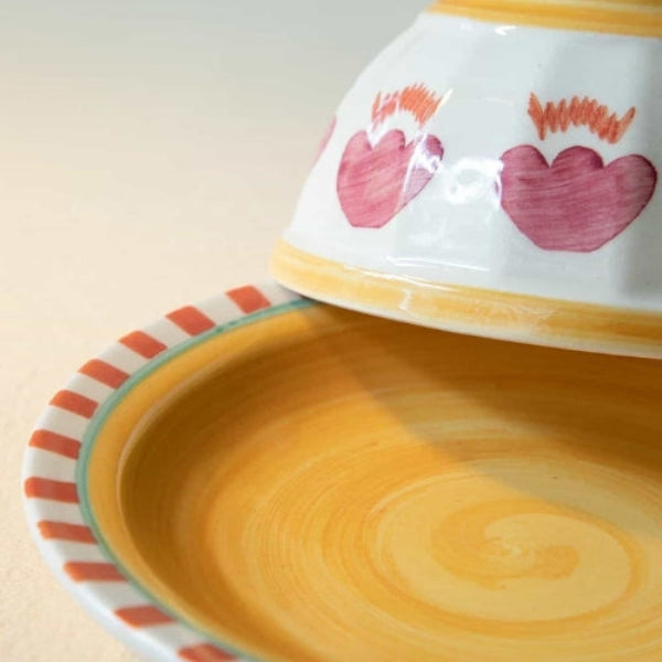 Rose Ceramic Butter Dish - 4.3x4.3x3 Inches