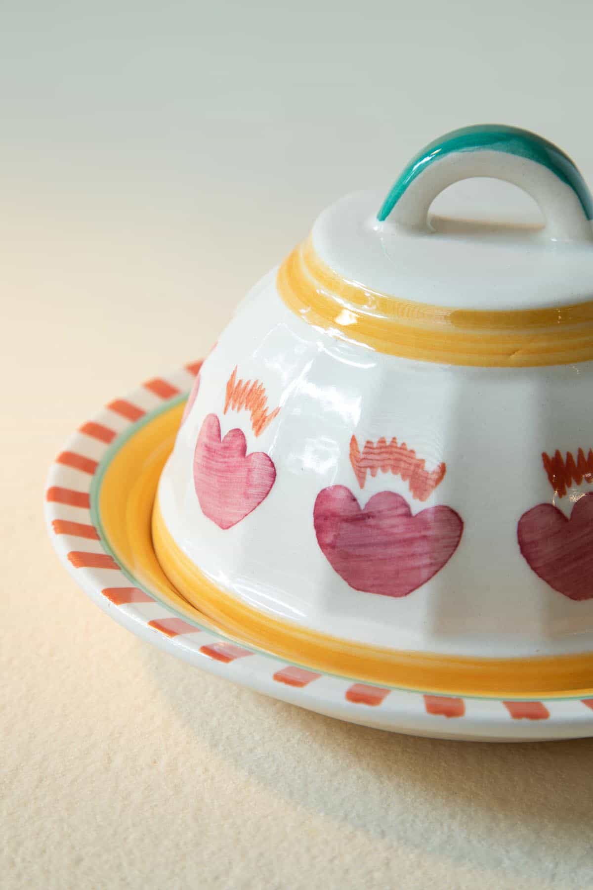 Rose Ceramic Butter Dish - 4.3x4.3x3 Inches