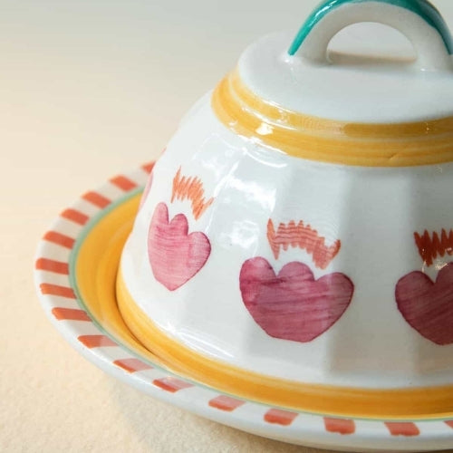 Rose Ceramic Butter Dish - 4.3x4.3x3 Inches