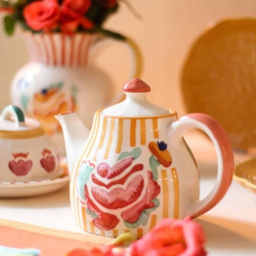 Rose Ceramic Tea Pot - 10x6 Inches