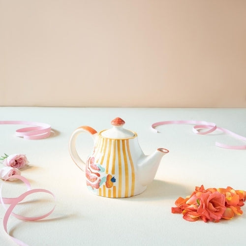 Rose Ceramic Tea Pot - 10x6 Inches