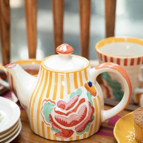 Rose Ceramic Tea Pot - 10x6 Inches