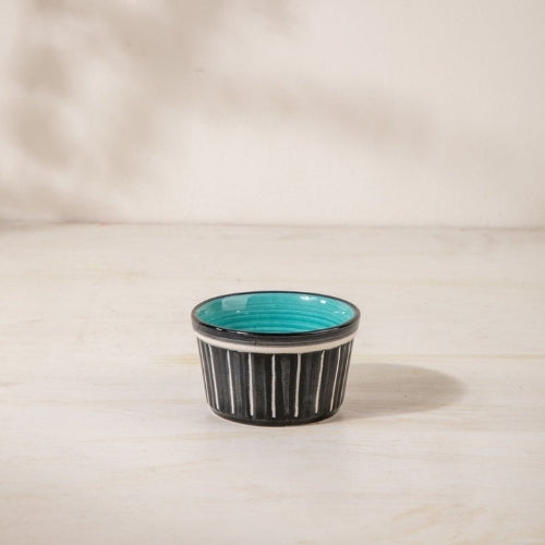 Color Pop Black And Mint Ceramic Ramekin (Set Of 2) 3.5x3.5x2 Inches