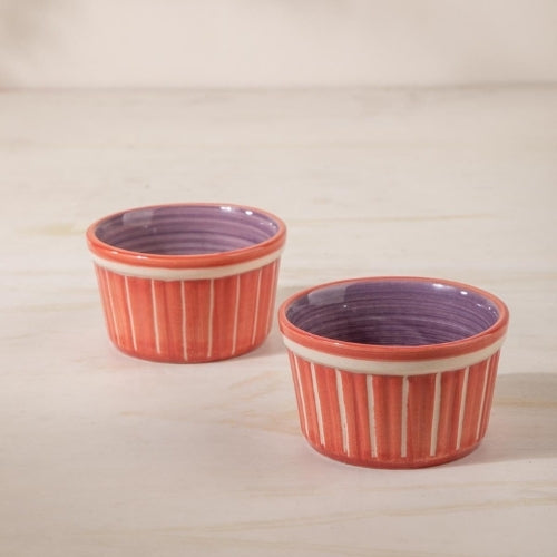 Color Pop Coral And Lavender Ceramic Ramekin (Set Of 2) 3.5x3.5x2 Inches