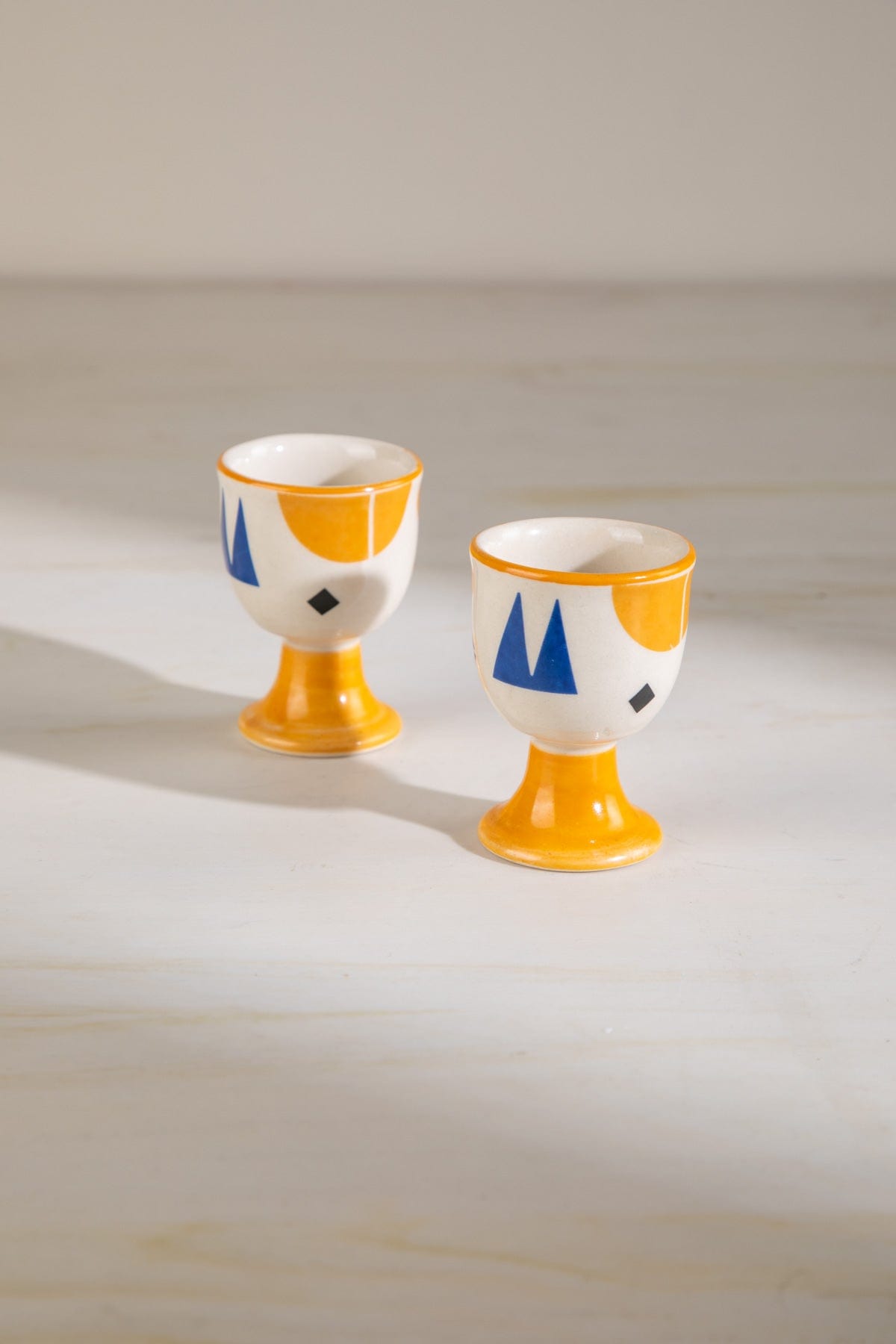 Artisan Ceramic Egg Cup (Set of 2) - Multi , 2x2x3 Inches