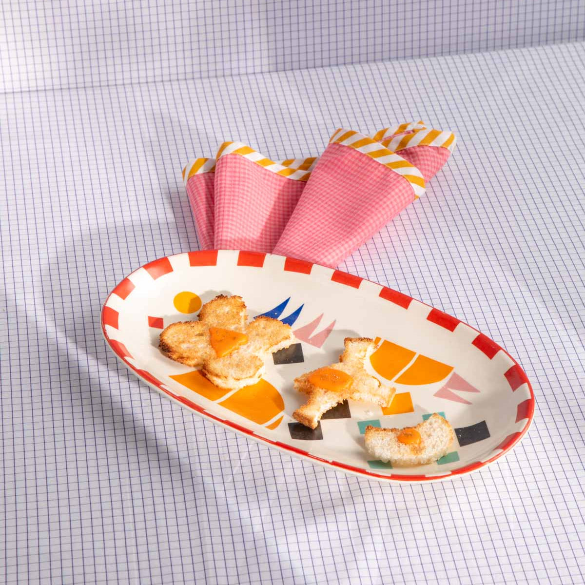 Circle Of Joyee Ceramic Oval Platter - Multi , 11.5x7x1 Inches