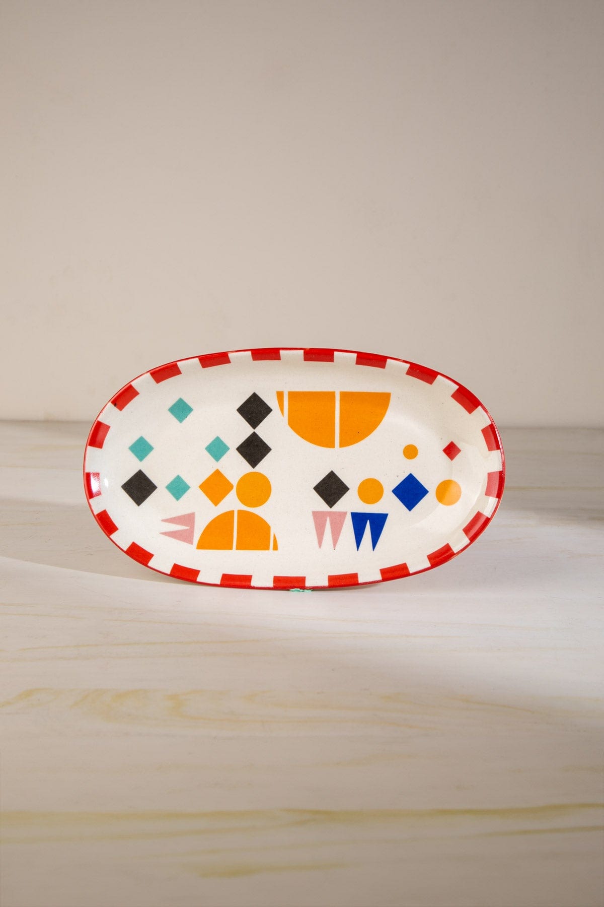 Circle Of Joyee Ceramic Oval Platter - Multi , 11.5x7x1 Inches