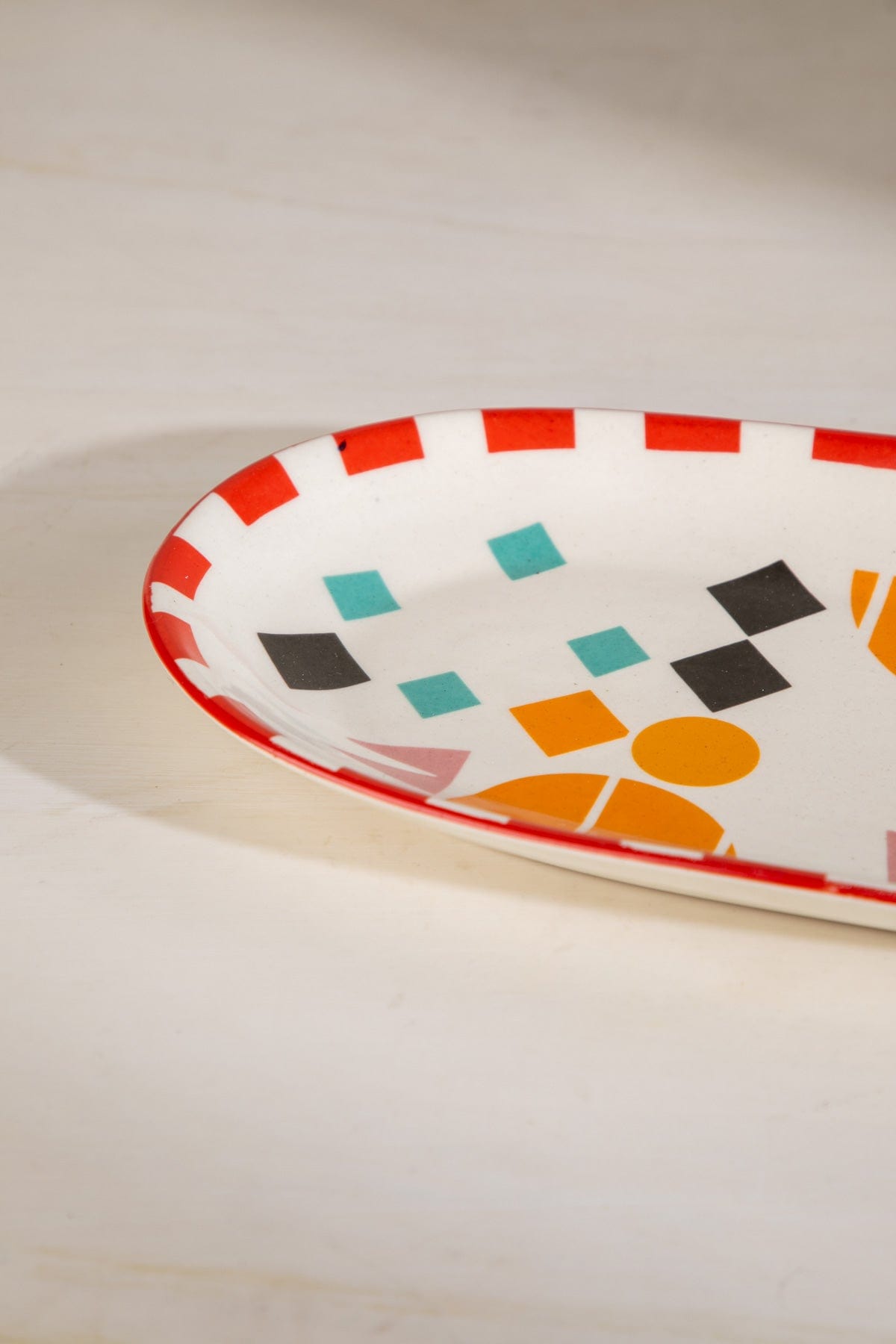 Circle Of Joyee Ceramic Oval Platter - Multi , 11.5x7x1 Inches