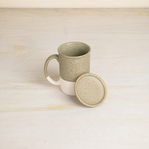 Studio Naturals Herb Green Lidded Coffee Mug 3x3x3.5 Inches