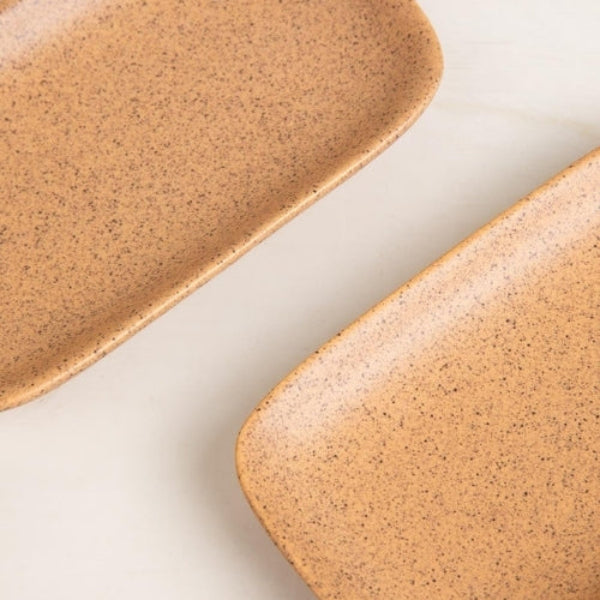 Studio Naturals Butter Yellow Rectangle Palette (Set Of 2) - 6x3.5x1 Inches