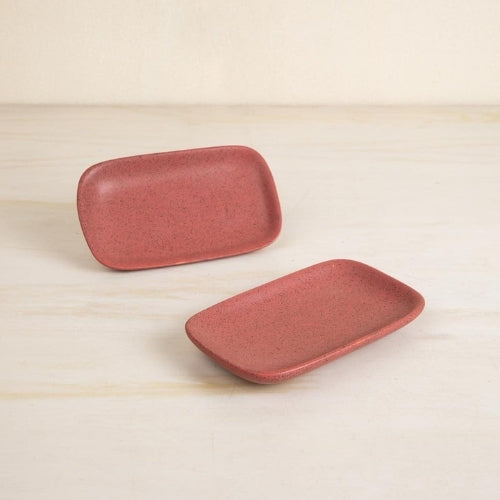 Studio Naturals Red Pepper Rectangle Palette (Set Of 2) - 6x3.5x1 Inches