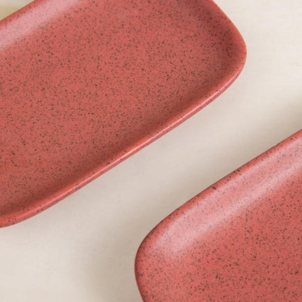 Studio Naturals Red Pepper Rectangle Palette (Set Of 2) - 6x3.5x1 Inches