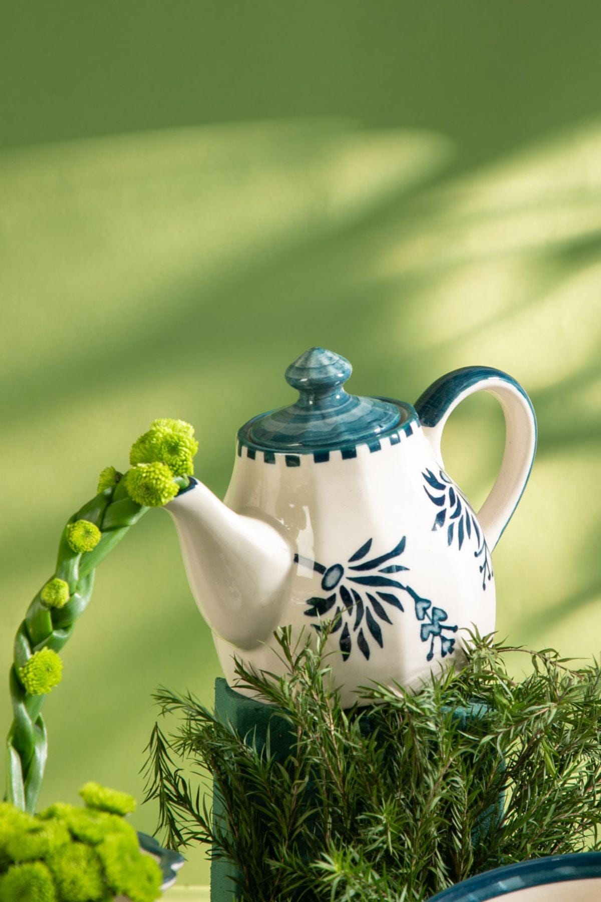 Teal Ceramic Tea Pot - 6x6x10 Inches
