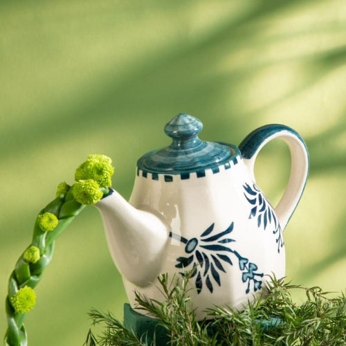 Teal Ceramic Tea Pot - 6x6x10 Inches