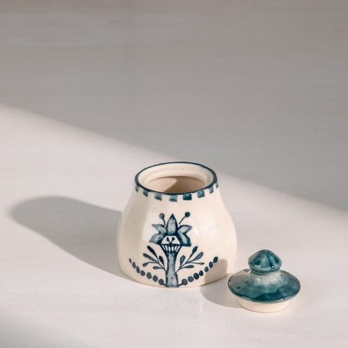 Montane Handpainted Ceramic Sugar Pot - 7x7x10 Inches (Set of 2)