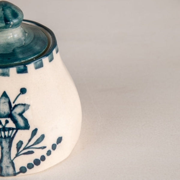 Montane Handpainted Ceramic Sugar Pot - 7x7x10 Inches (Set of 2)