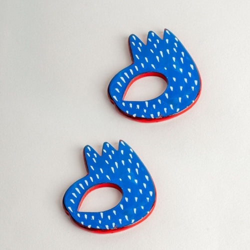 Okey Doke Blue Napkin Ring (Set Of 2) 3.5x4x0.2 Inches