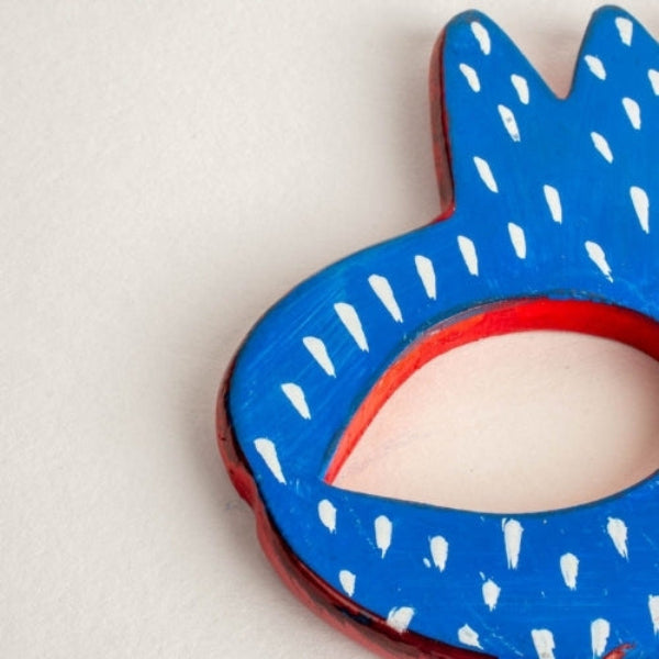 Okey Doke Blue Napkin Ring (Set Of 2) 3.5x4x0.2 Inches