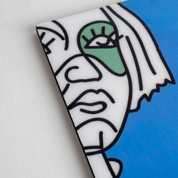 Faces Aqua Blue Trivet - 8x8x0.2 Inches