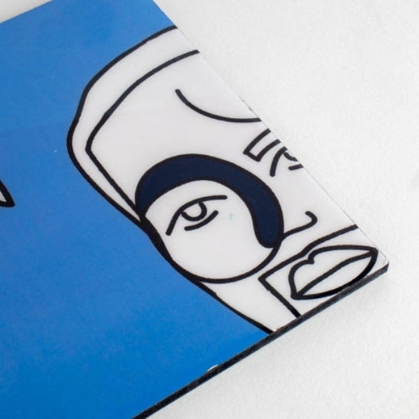 Faces Aqua Blue Trivet - 8x8x0.2 Inches