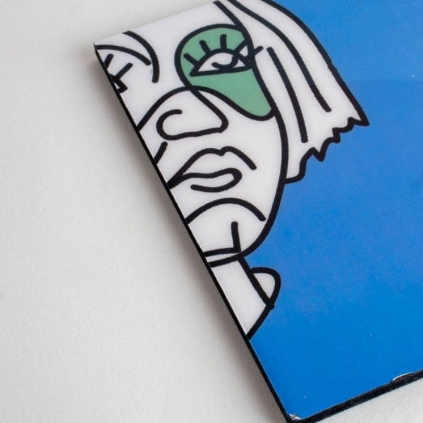 Faces Aqua Blue Trivet - 8x8x0.2 Inches