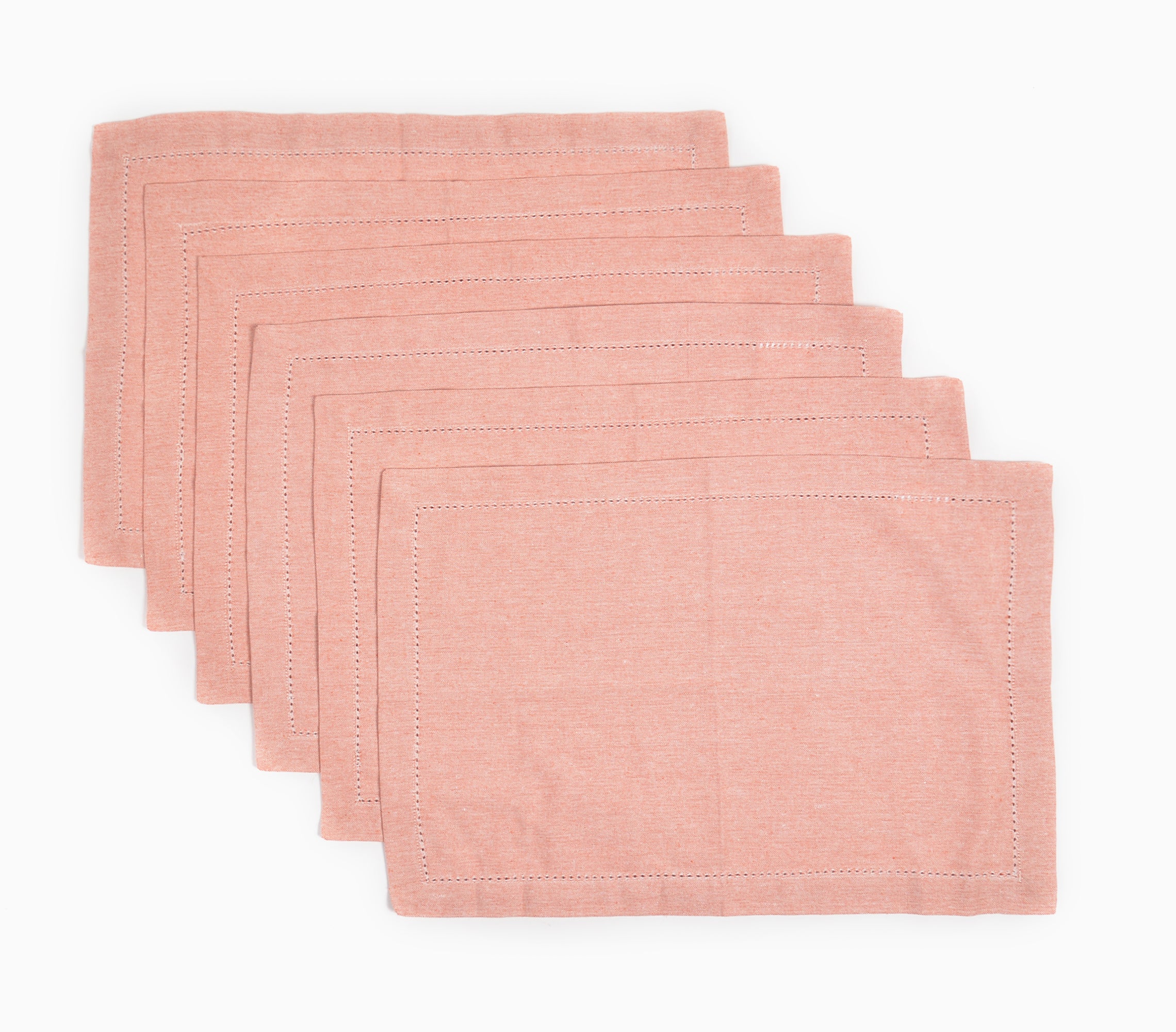 Solid Chambray Weave Placemats With Hem Stitch (set of 4)- 2 SETS