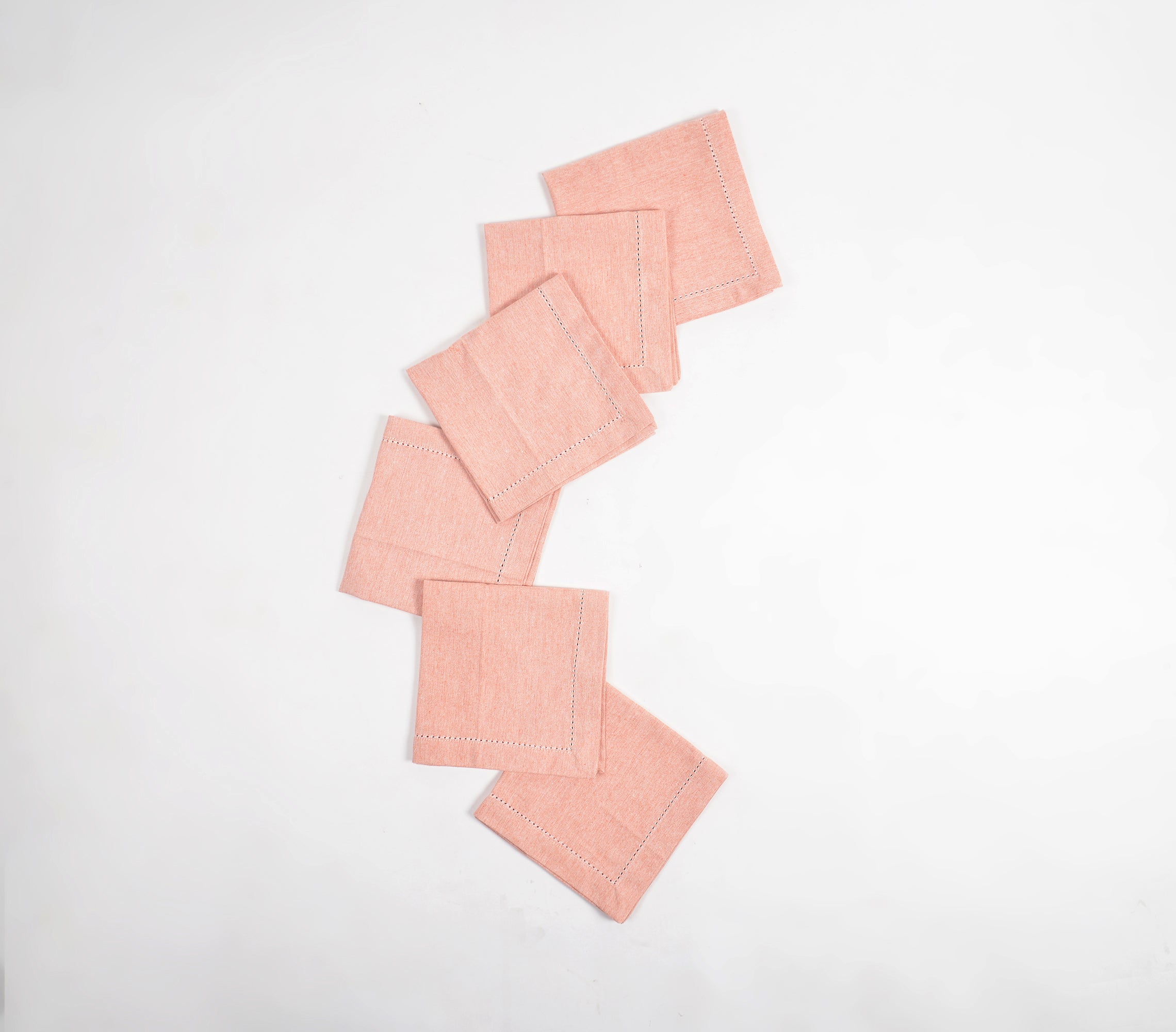 Solid Chambray Weave Table Napkins With Hem Stitch- 2 SETS