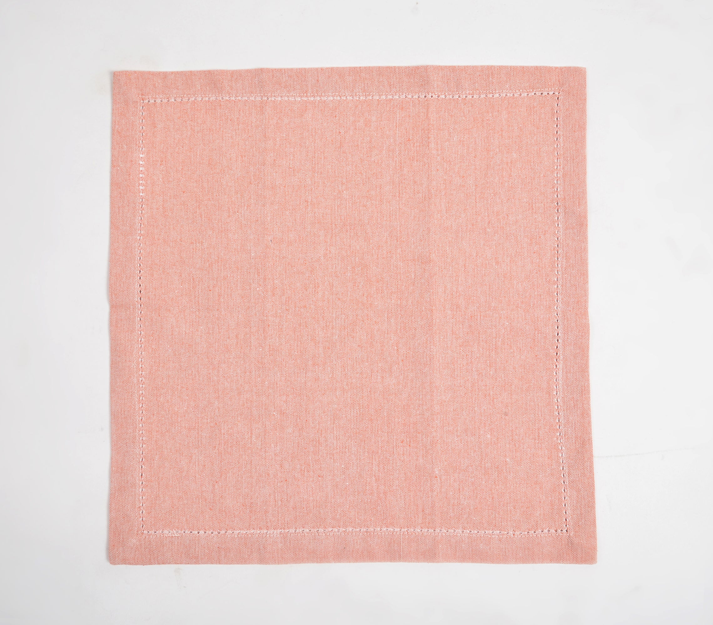 Solid Chambray Weave Table Napkins With Hem Stitch- 2 SETS