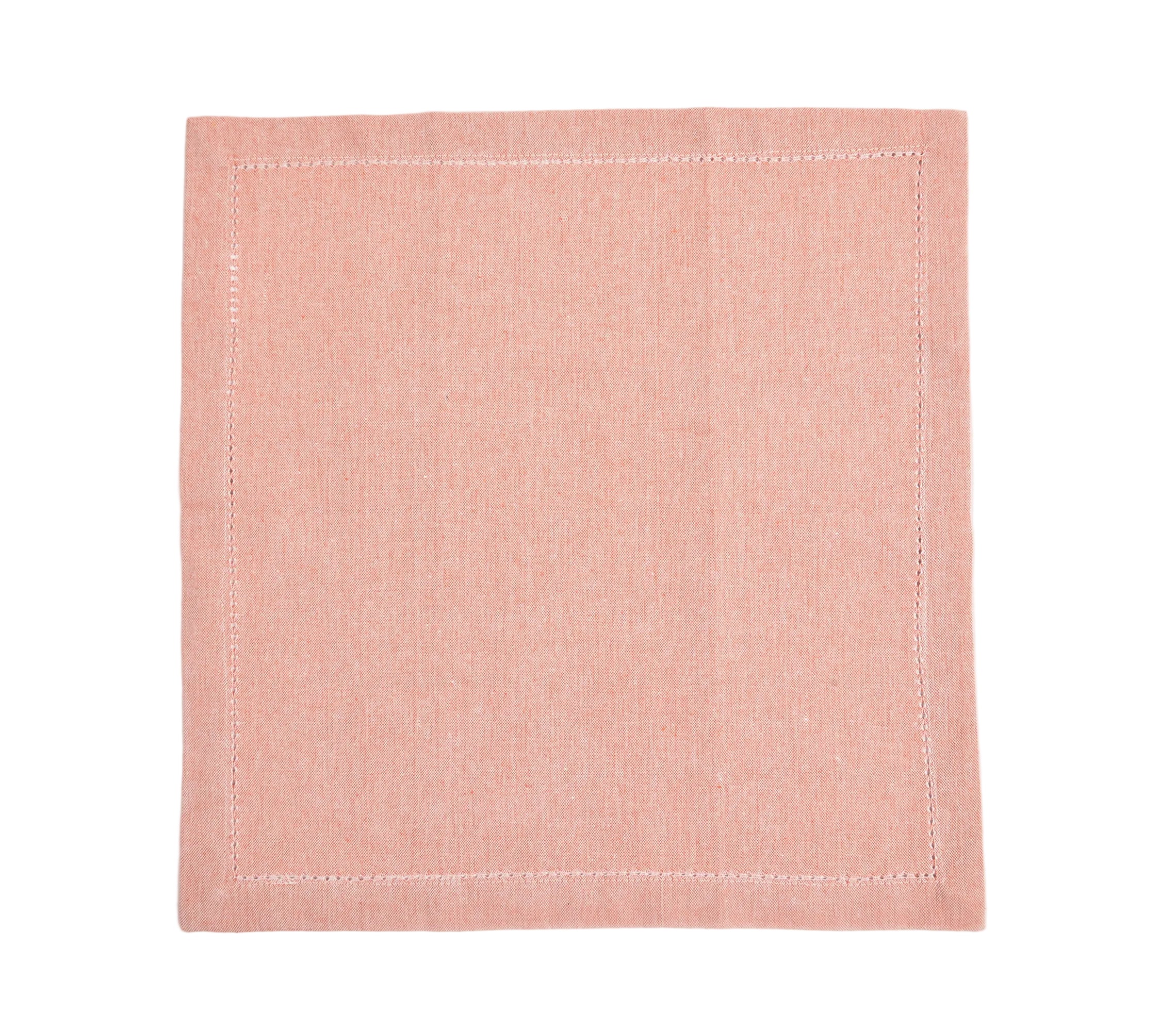 Solid Chambray Weave Table Napkins With Hem Stitch- 2 SETS