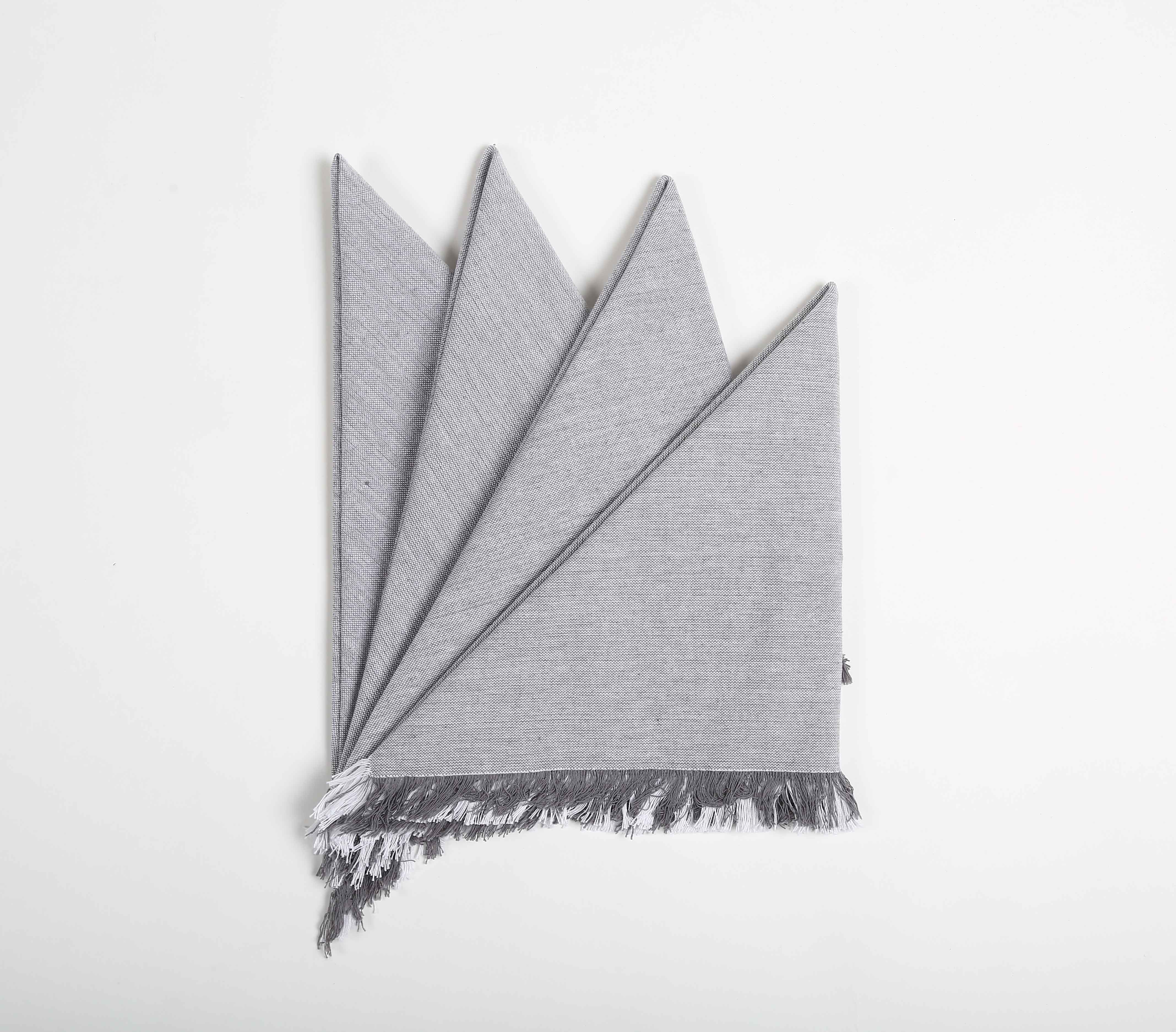 Muted Grey Cotton Table Napkins (Set of 4), 18 Inch- 2 SETS