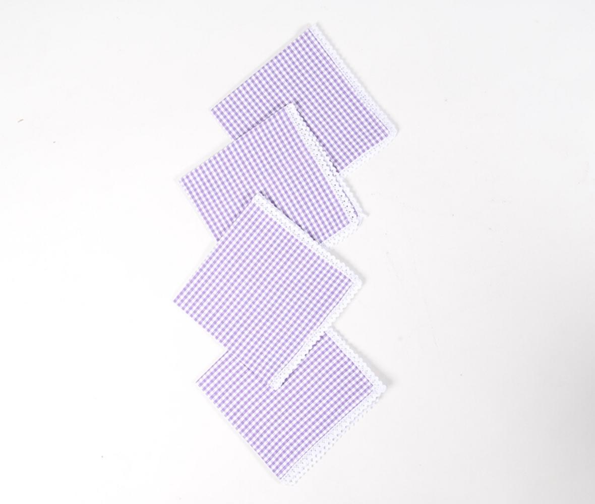 Checkered Purple Table Napkins (Set of 4), 18 Inch-2 SETS