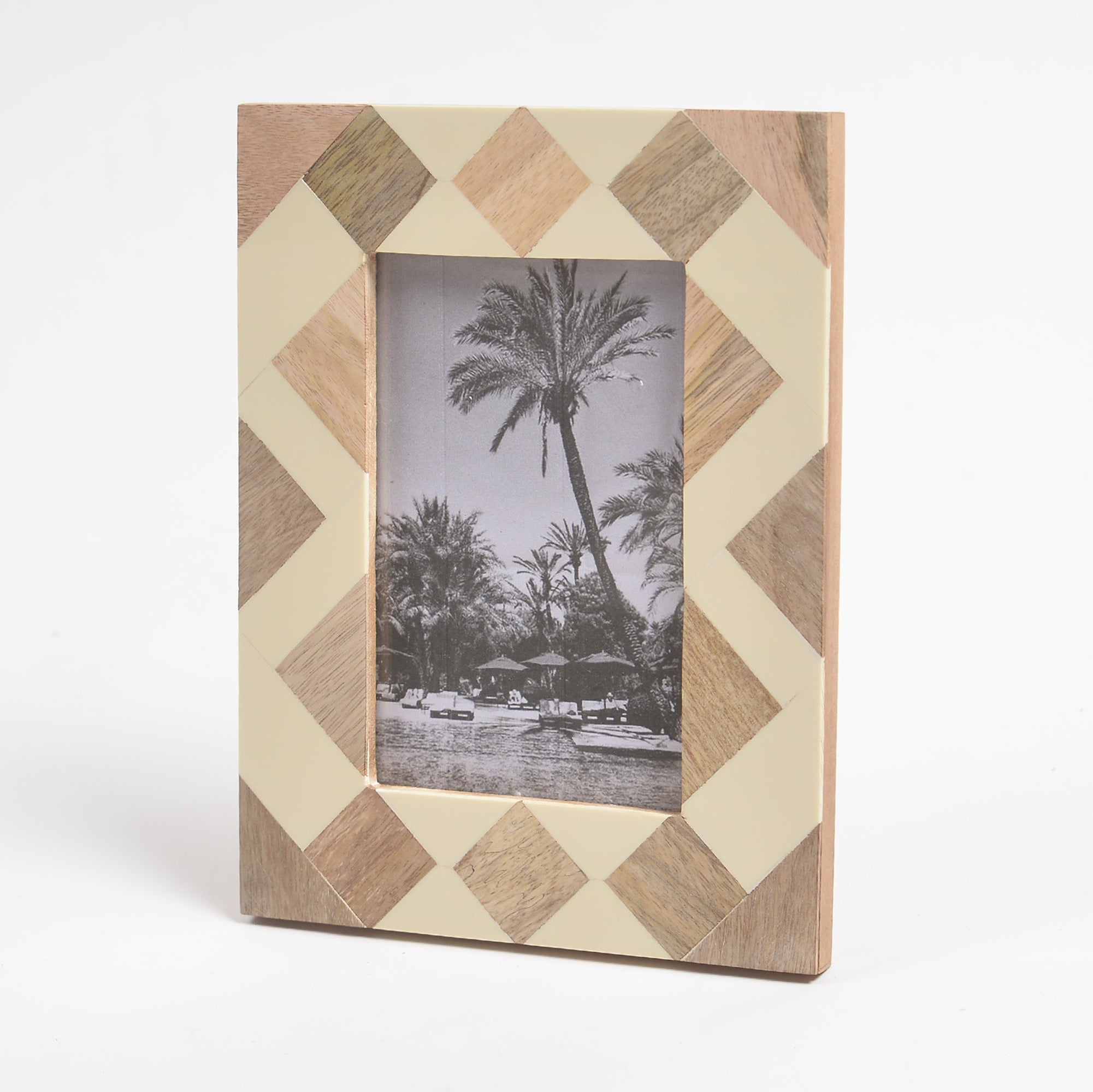 Mango Wood & Resin Geometric Photo Frame, 7x9 Inch