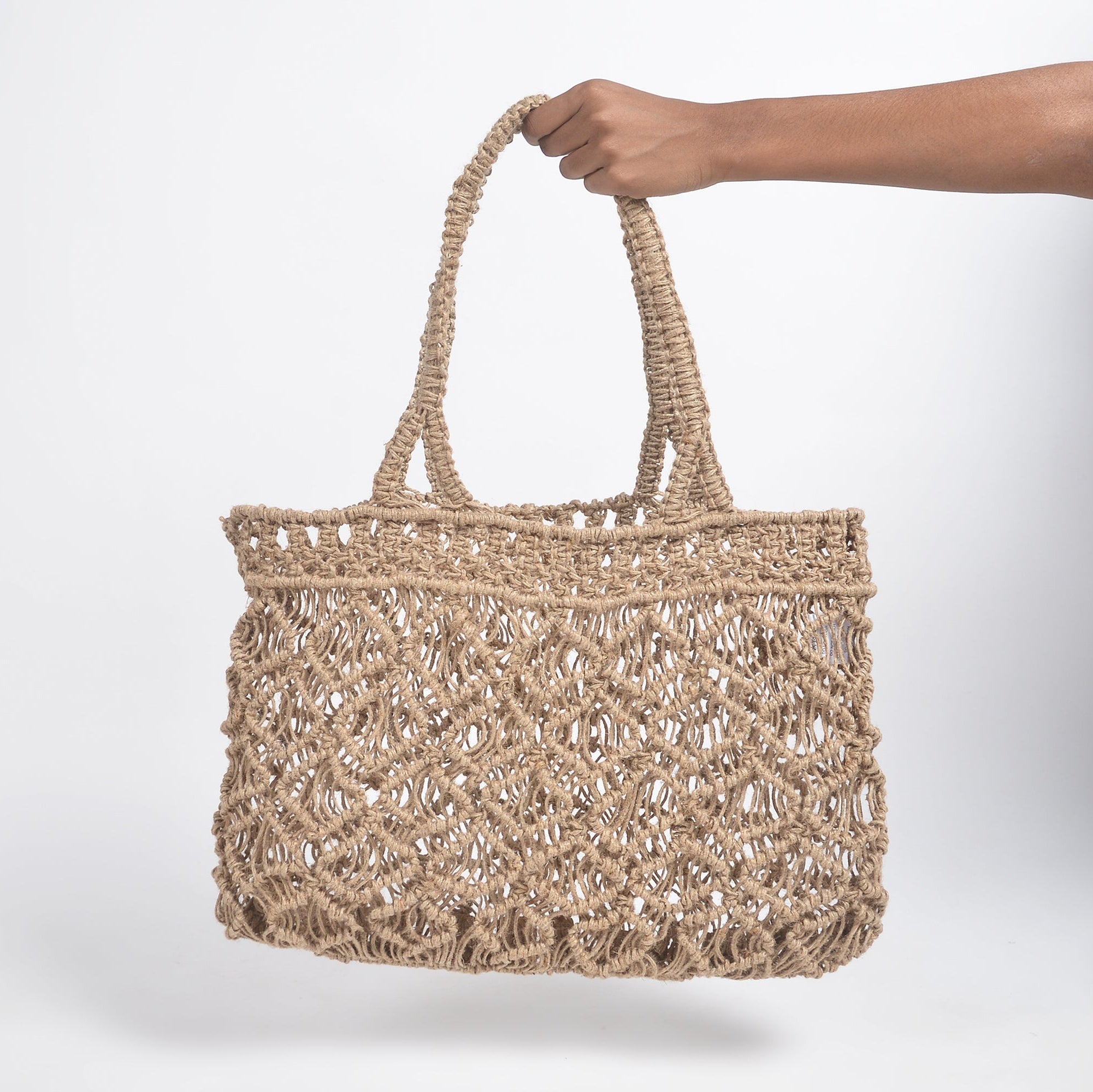 Macrame Jute Summer beach bag, 17.5 X 13.5 Inch