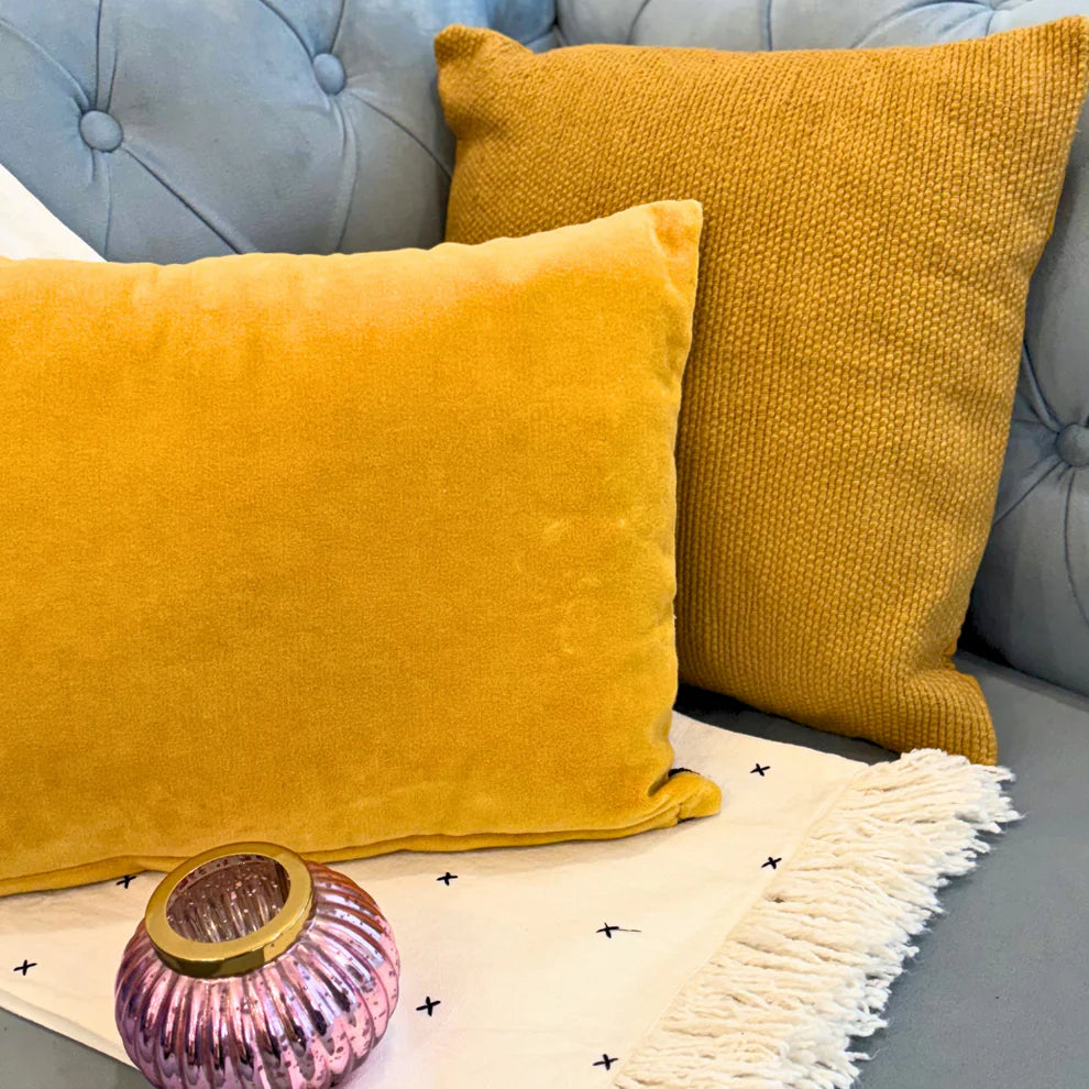 Embellished Reversible Velvet Cushion Cover - 14 x 20 Inches