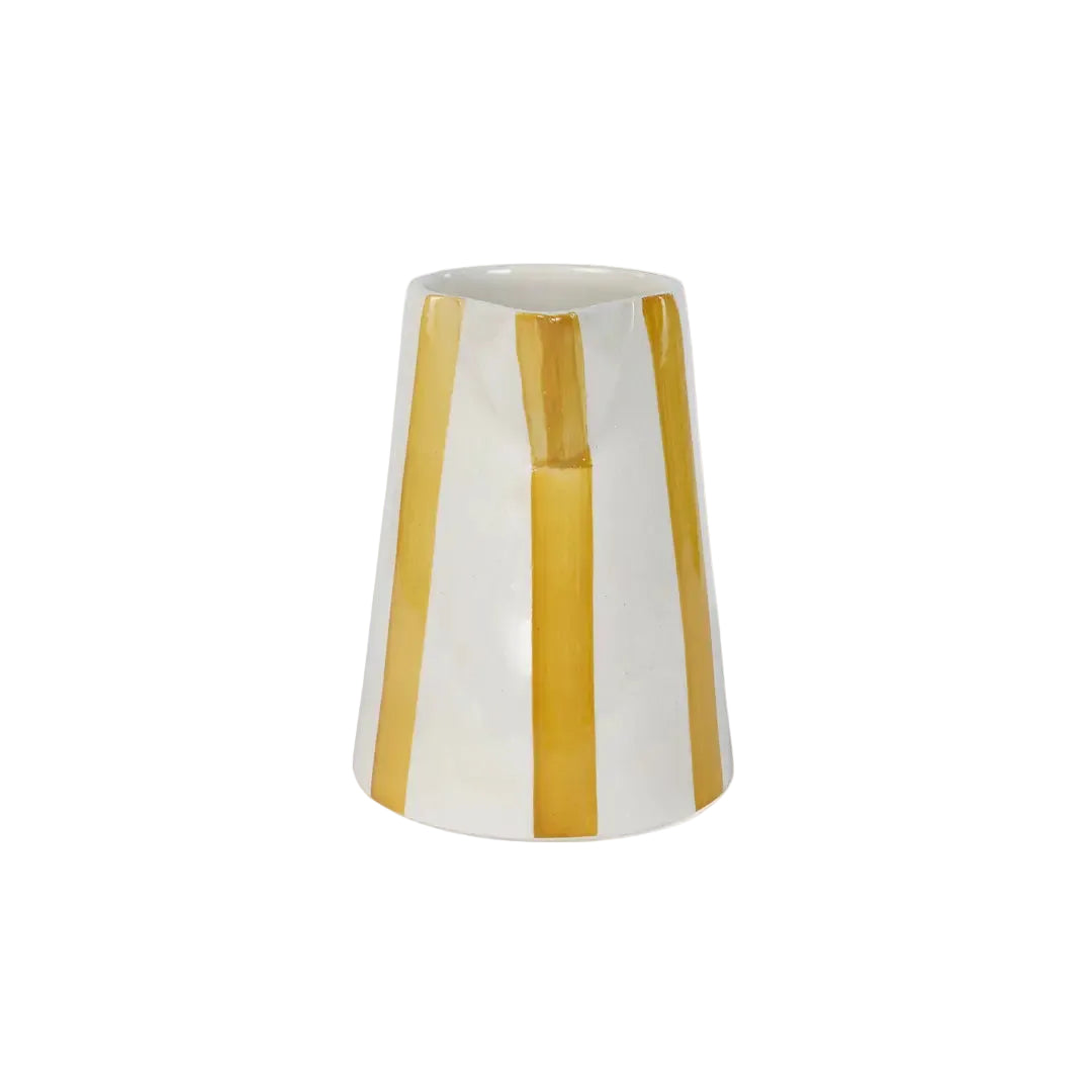 Ceramic Stripe Pitcher, yellow- 8.25 x 8.25 x 8 Inches