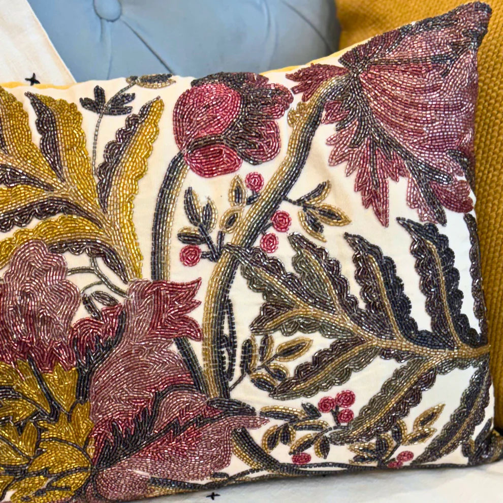Embellished Reversible Velvet Cushion Cover - 14 x 20 Inches