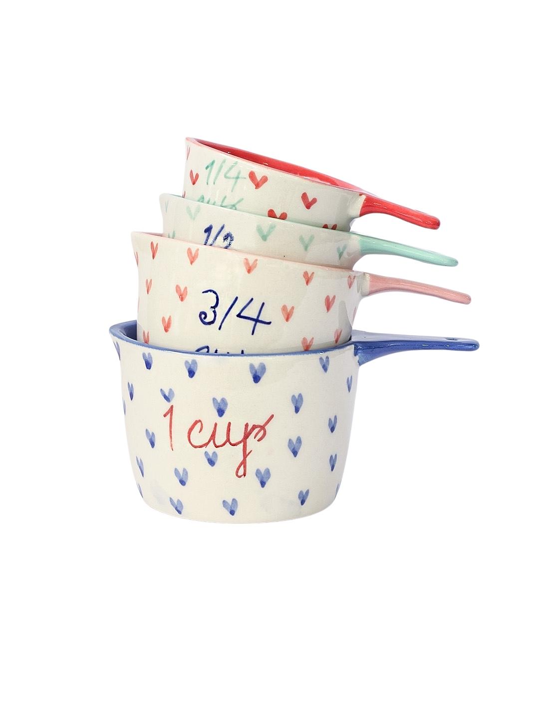 Little Hearts Measuring Ceramic Cup - (Set of 4)