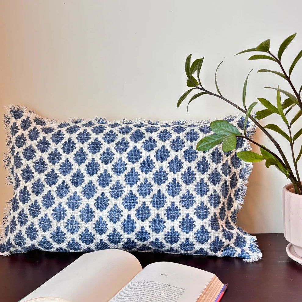 Indigo Mirage Long Cushion Cover - 12 x 20 Inches