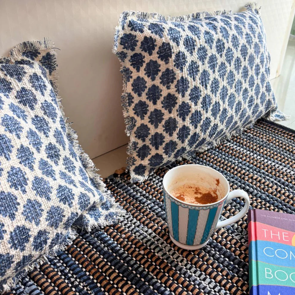 Indigo Mirage Long Cushion Cover - 12 x 20 Inches